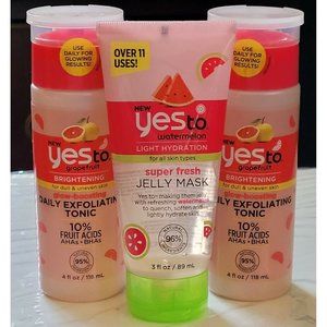 3X Yes To Watermelon Grapefruit Daily Exfoliating Tonic & Watermelon Jelly Mask